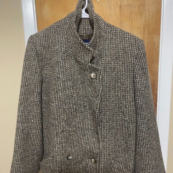 Vintage Land's End 100% wool coat women's size 8P dark academia noir - Picture 4 of 8